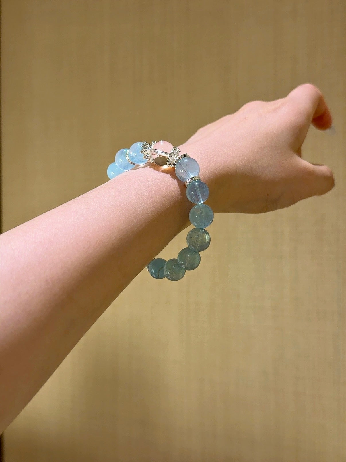 ▫️▪️ Aquamarine white crystal bracelet